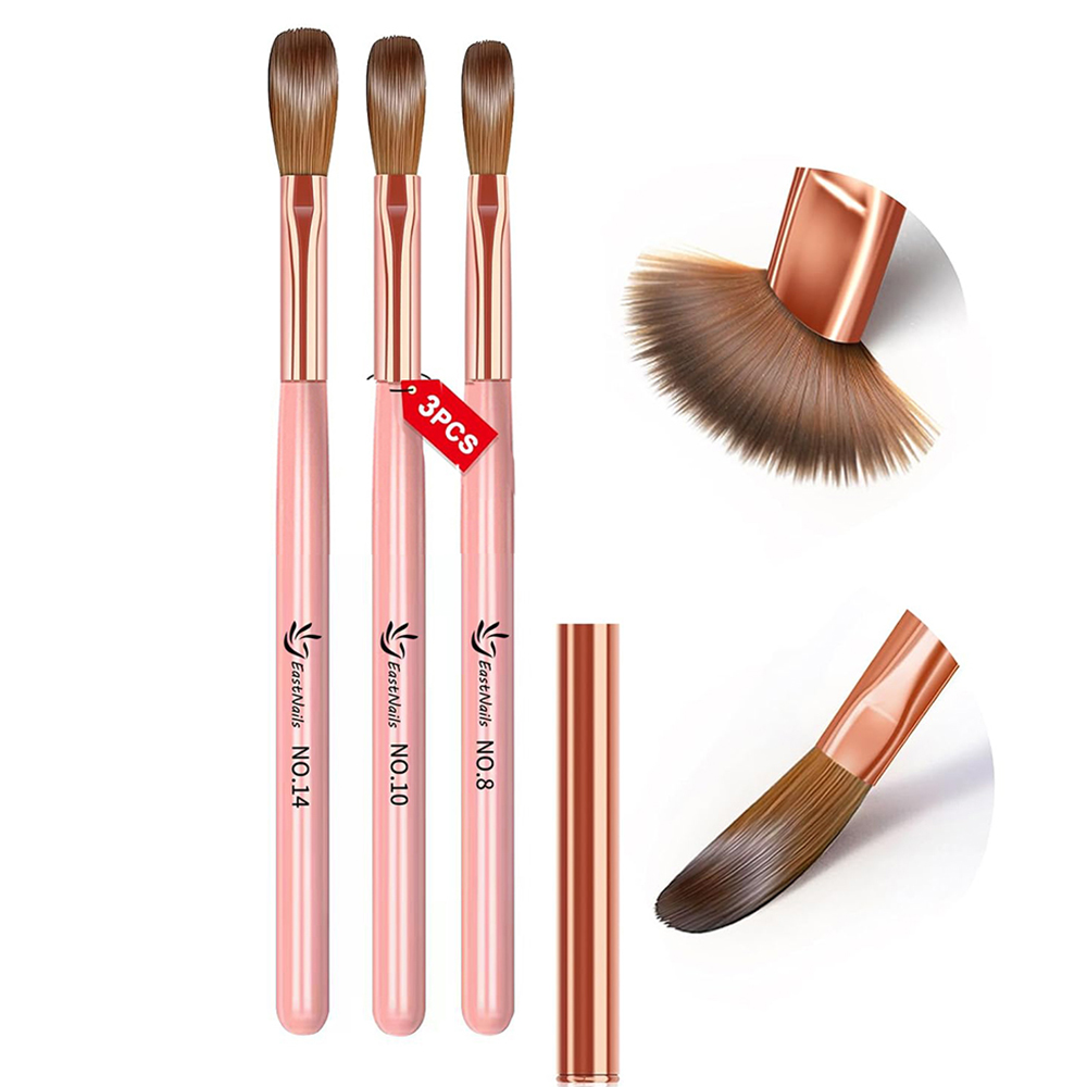 Chisel Set Wood - ピンクのハンドル付きアクリルブラシ3本セット,16/18/22mm,プロ用,パウダー,エクステンション,彫刻用
