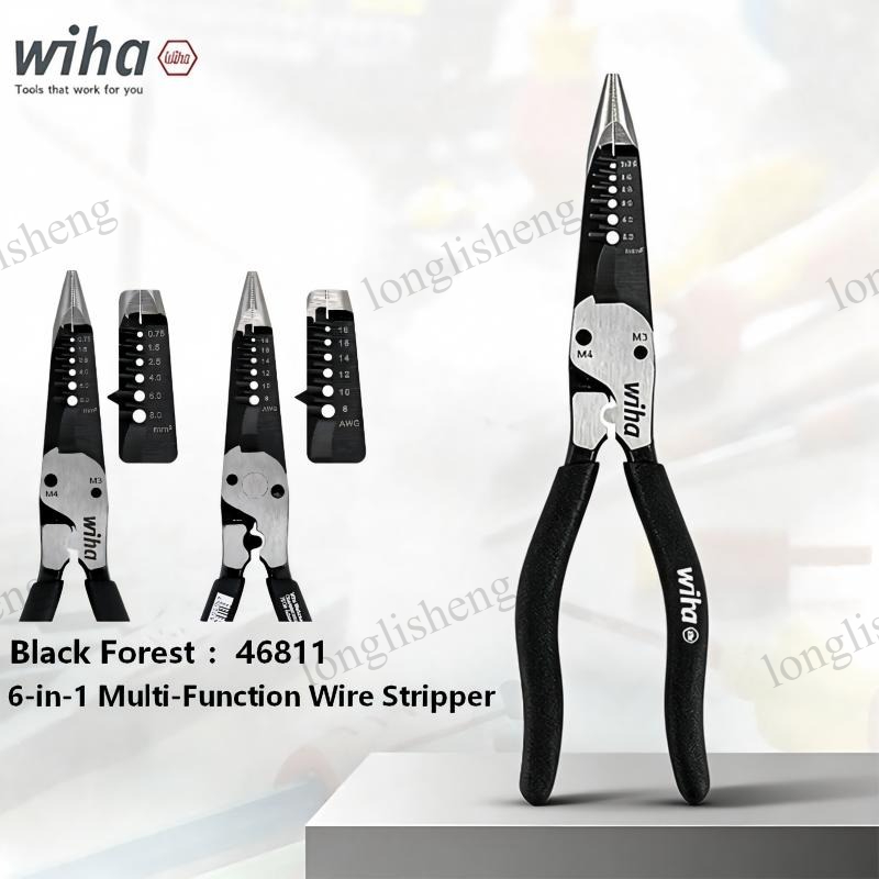 Tools Vn - Wiha 46811 ブラックフォレスト 200mm 6-in-1 ニードルノーズプライヤー