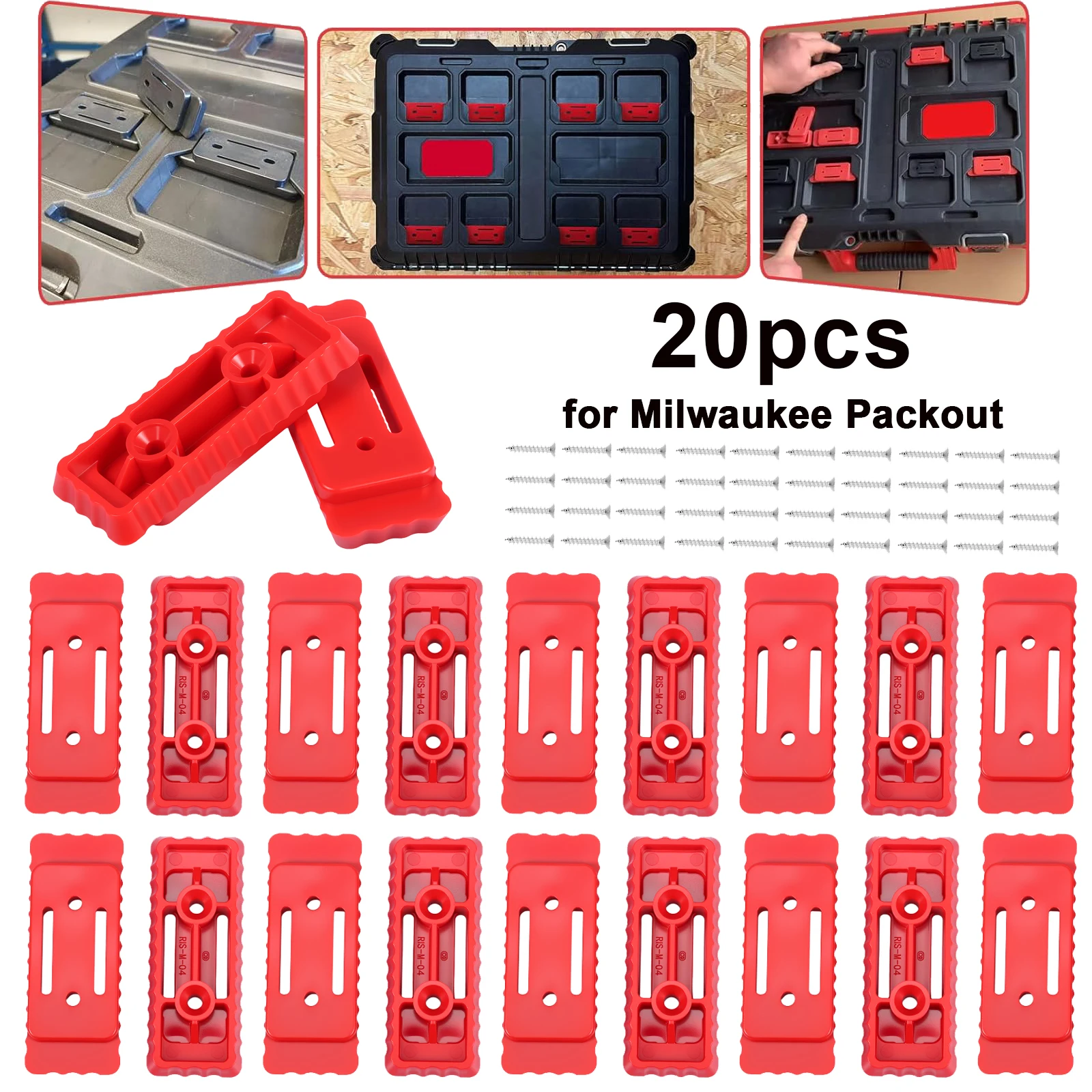 Workshop Electric Tools - ミルウォーキーパックアウトシステム用取り付け足20個 ABS BSブラケット足取り付けシステムアダプター ツールボックスワークショップ整理用