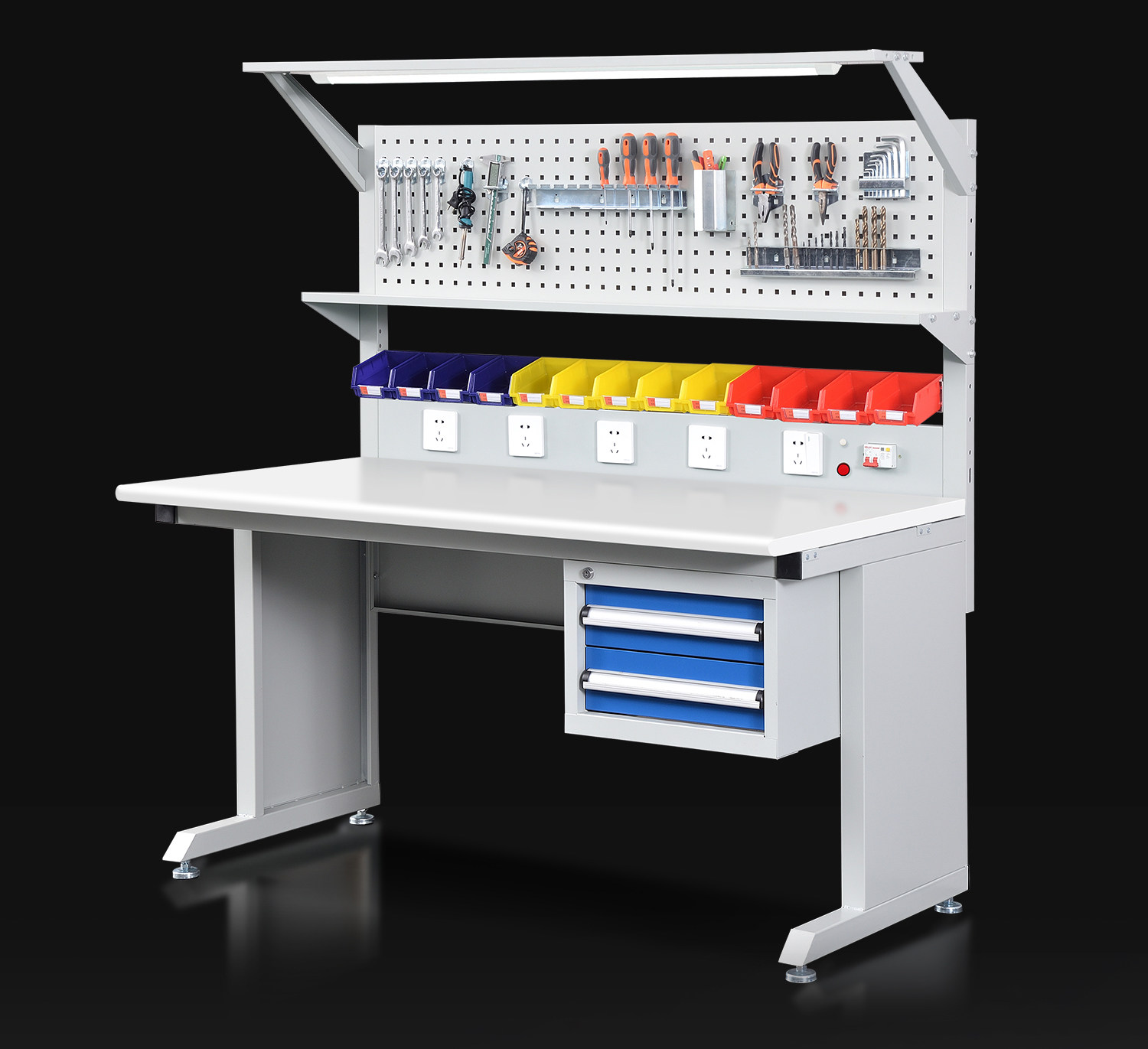 Tools For Electronic Workshop - グラフェン製帯電防止作業台 工場用引き出し付きヘビーデューティーコンソール 電子機器メンテナンス検査テーブル