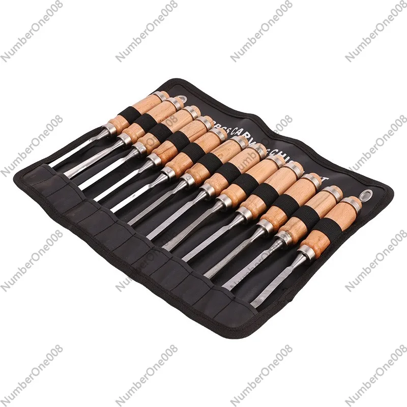 Chisel Set Wood - 12個入り木彫り工具セット、木製ハンドル付きプロ用木彫り鑿セット、木工彫刻用