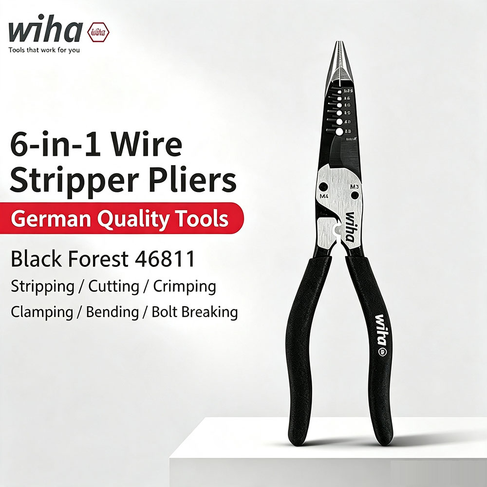 Tools Vn - Wiha 46811 200mm 6-in-1 多機能ニードルノーズプライヤー ワイヤーストリッパー
