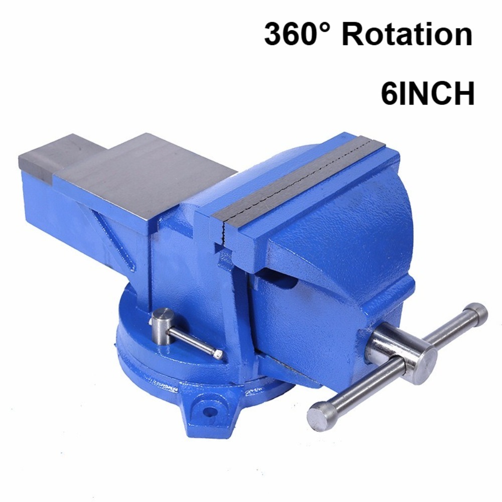 Bench Vise Swivel - 6インチヘビーデューティーベンチバイス、新品、360度回転ベースとヘッド、アンビル付き小型ベンチバイスクランプ、鋳鉄製、17KG