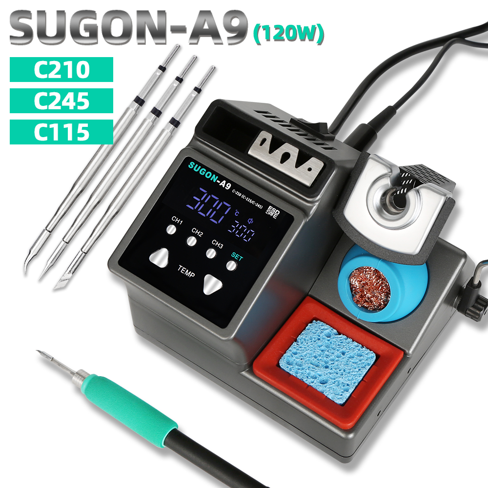 Tools For Electronic Workshop - SUGON-A9 はんだステーション互換オリジナルはんだごてチップ 210/245/115 ハンドル鉛フリー電子溶接リワークステーション