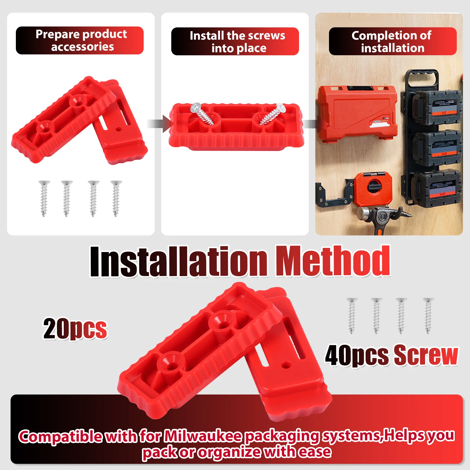 ミルウォーキーパックアウトシステム用取り付け足20個 ABS - Workshop Electric Tools のレビューと価格