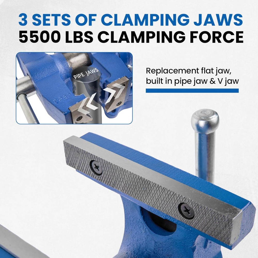 5インチヘビーデューティーベンチバイス、360度回転ベース、 - Bench Vise Swivel のレビューと価格