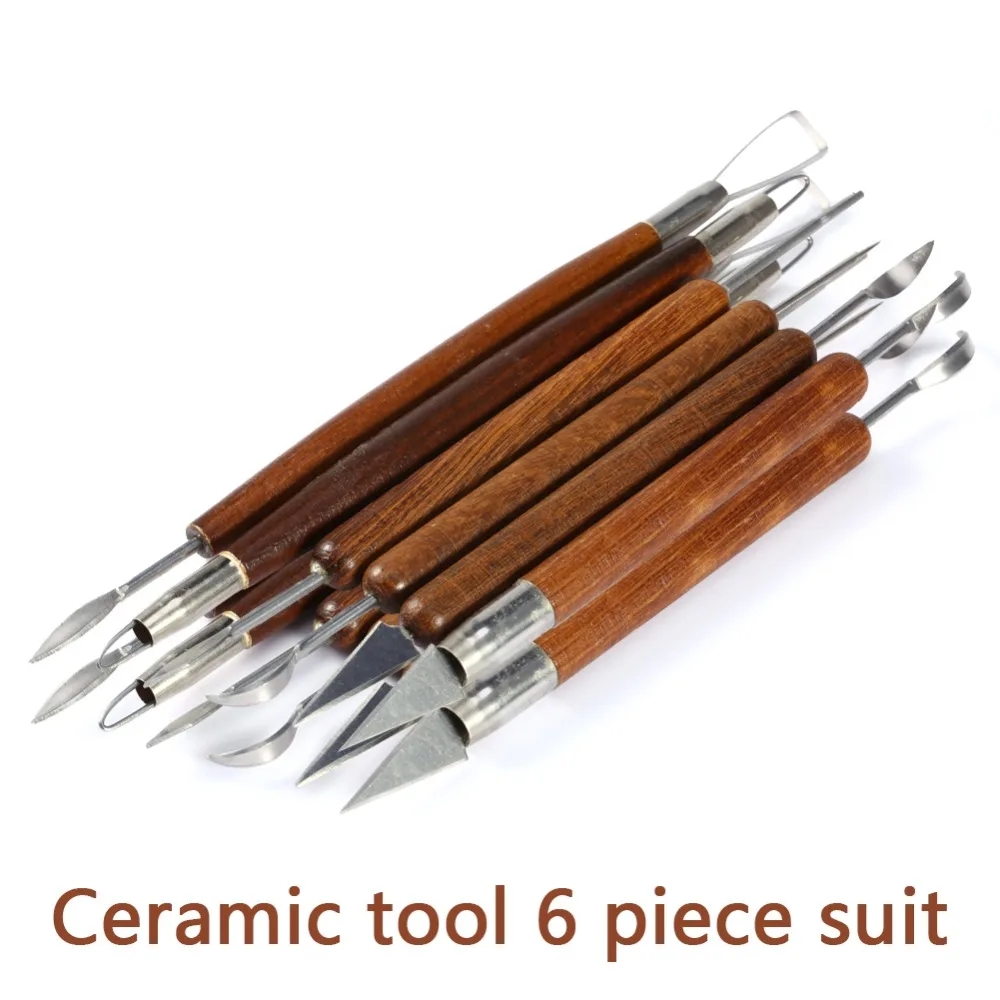 6 個彫刻ツール陶器木製ハンドルセットワックス彫刻彫刻スムー - Chisel Set Wood のレビューと価格