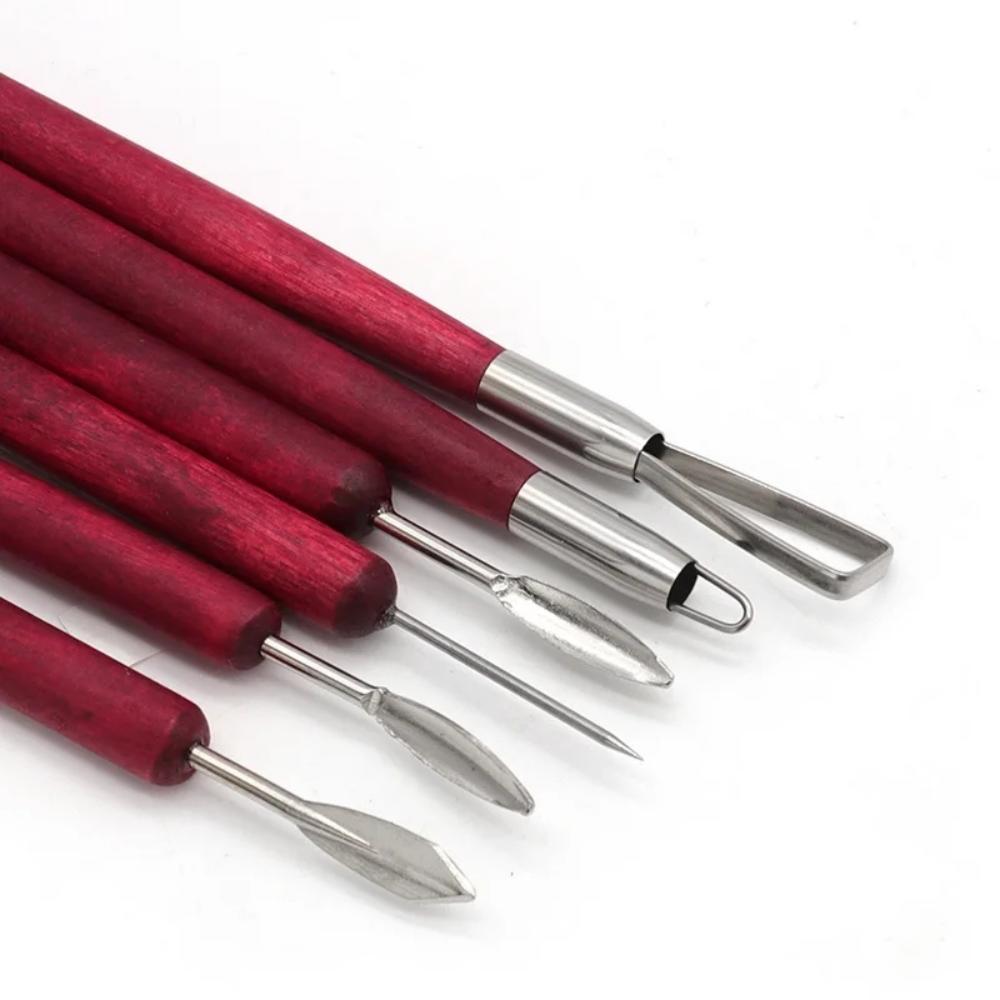 6 個彫刻ツール陶器木製ハンドルセットワックス彫刻彫刻スムー - Chisel Set Wood のレビューと価格