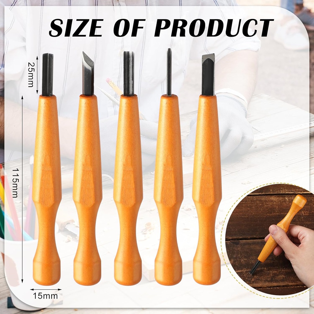 5個入り リノカット彫刻ツールセット 木彫りナイフ チゼル  - Chisel Set Wood のレビューと価格